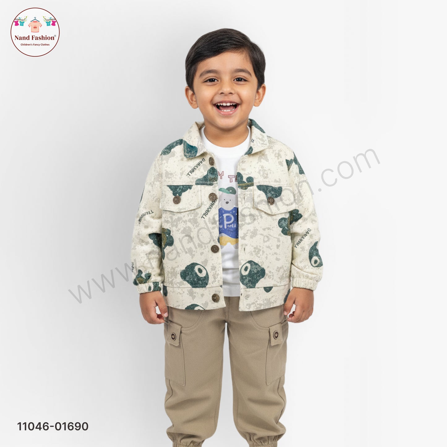 Boys Printed Shirt with T-Shirt & Cargo Pants Party Wear Set