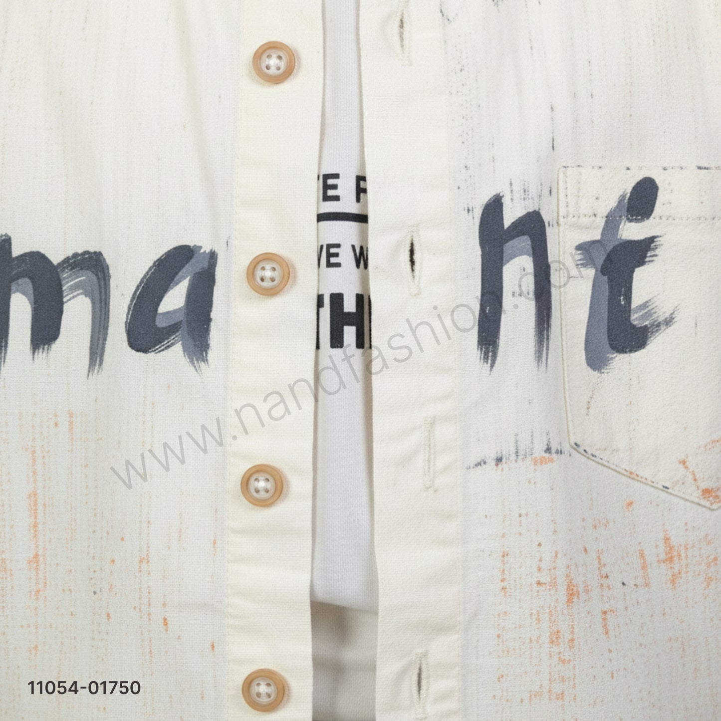 Boys Printed Cream Shirt with White T-Shirt & Black Denim Jeans Party Wear Set