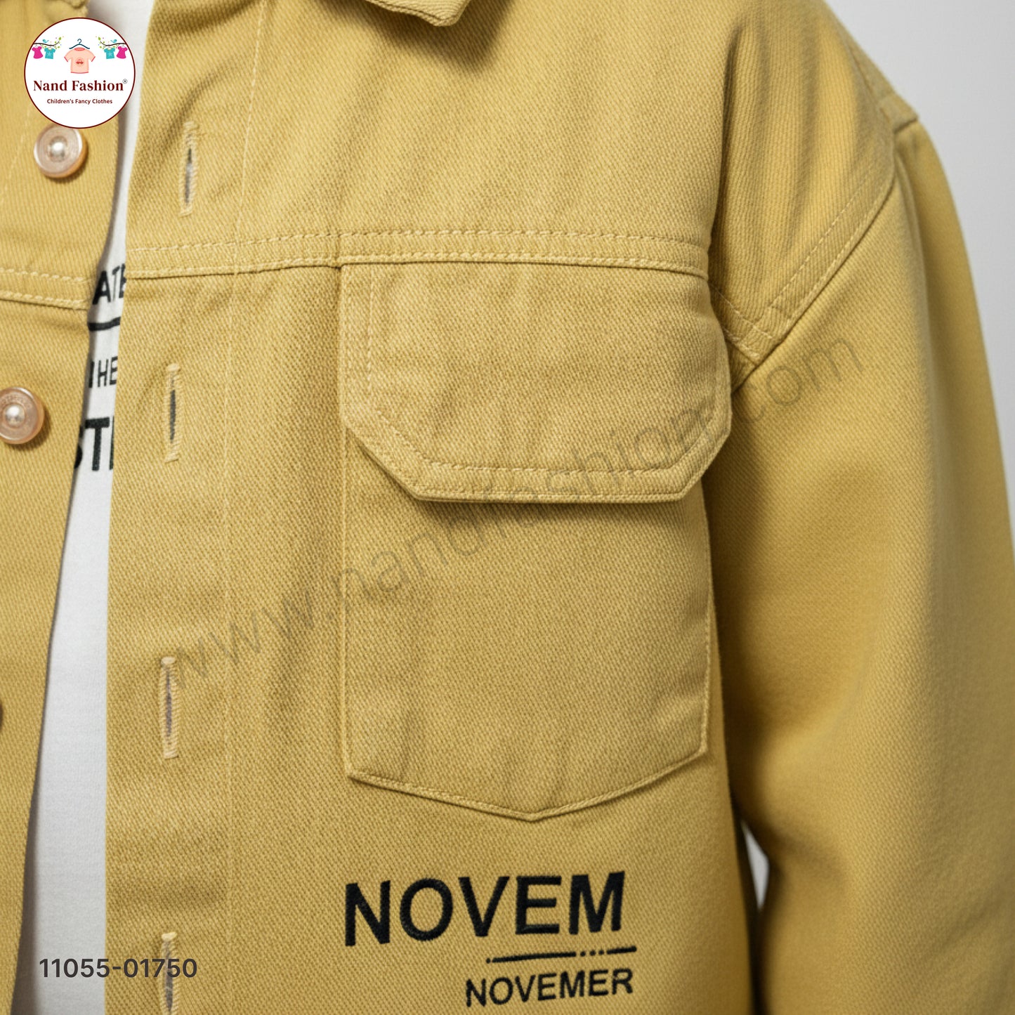 Boys Mustard Yellow Shirt with White T-Shirt & Denim Jeans Party Wear Set