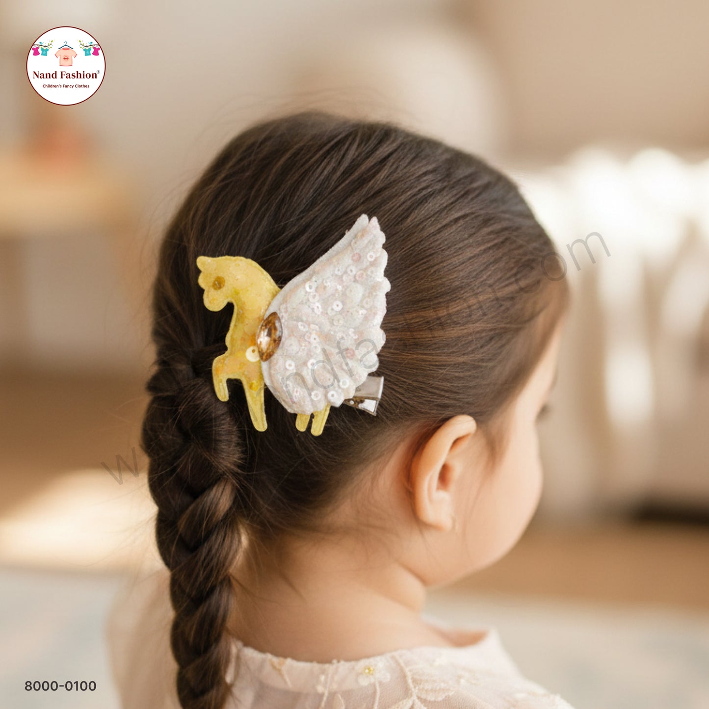 Baby Girl Yellow Unicorn Sequin Hair Pin – Sparkly Party Wear