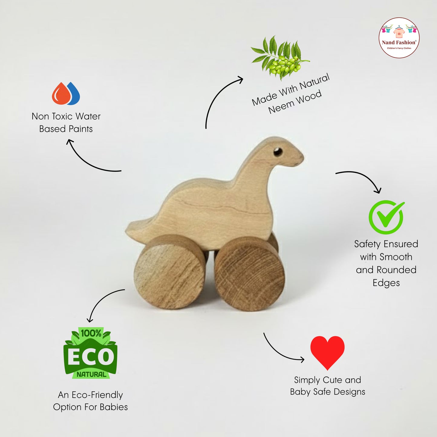 Neem Wood Baby Toys | Organic & Eco-Friendly Wooden Toys | Teethers, Rattle & Push Toys | Safe for Newborns & Toddlers