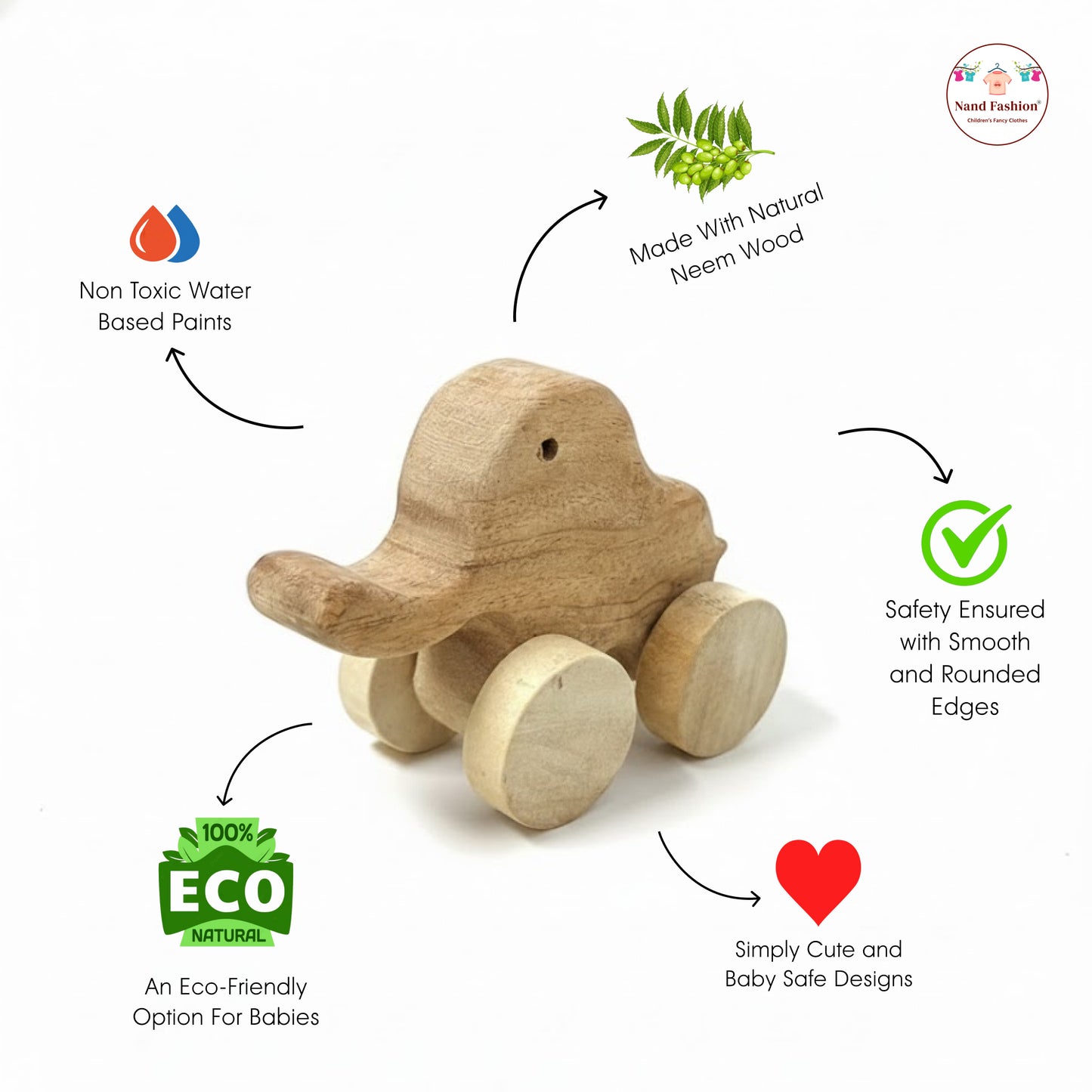 Neem Wood Baby Toys | Organic & Eco-Friendly Wooden Toys | Teethers, Rattle & Push Toys | Safe for Newborns & Toddlers