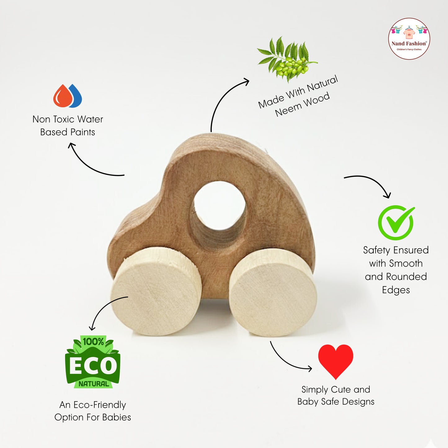 Neem Wood Baby Toys | Organic & Eco-Friendly Wooden Toys | Teethers, Rattle & Push Toys | Safe for Newborns & Toddlers