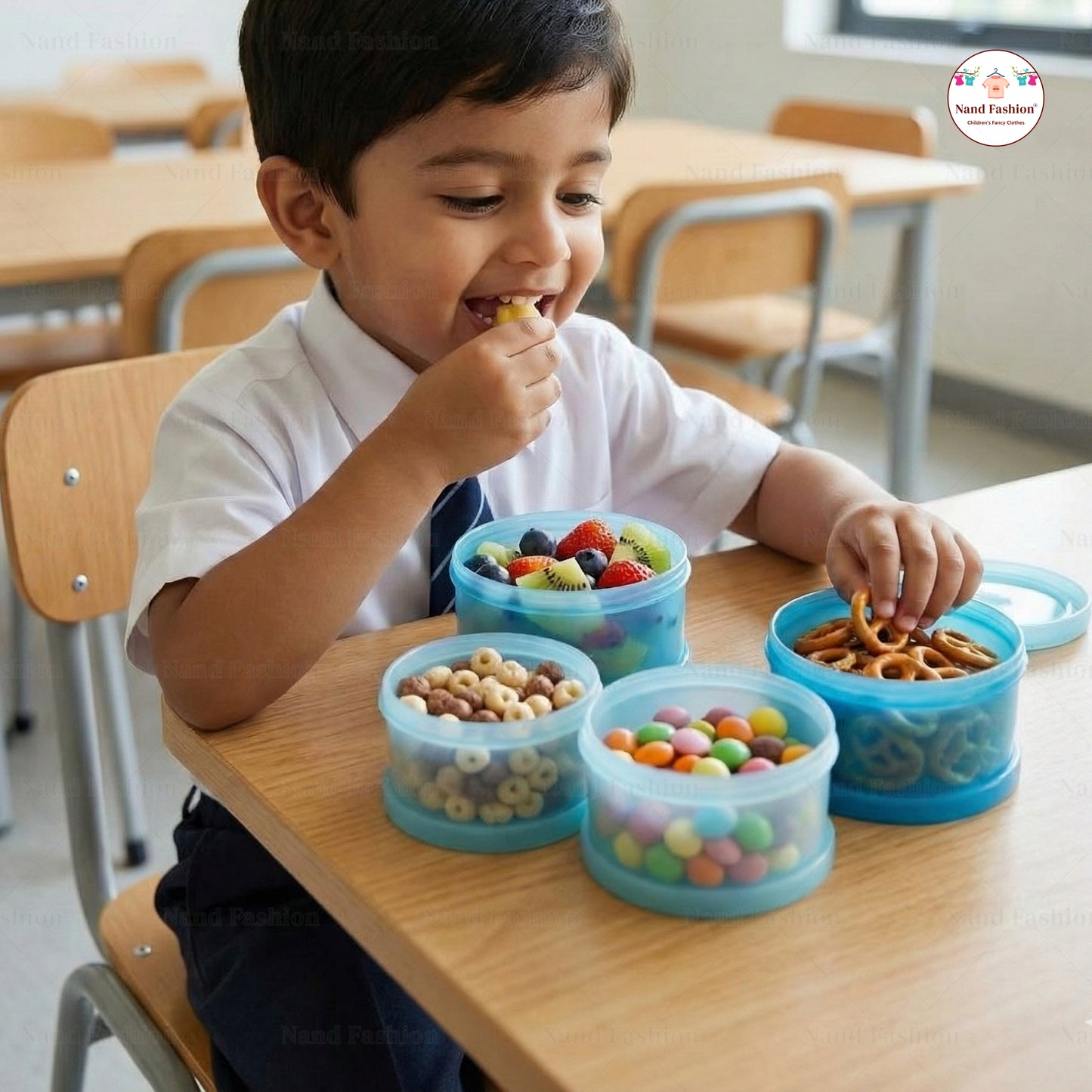 Multi-Layer Kids Snack Container with Handle | Portable Food Storage Box for Travel & School