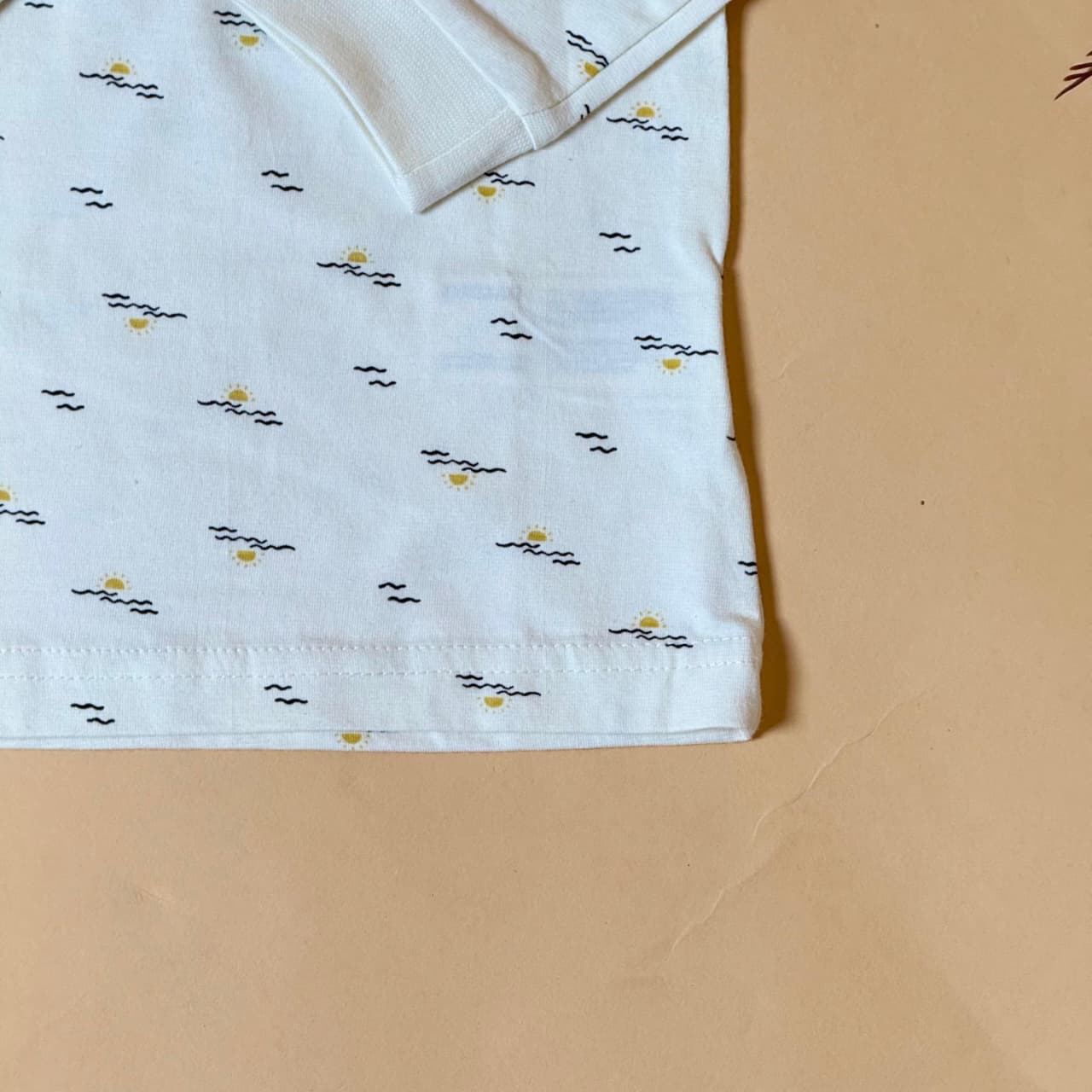 Boys Cream Printed Full Sleeve T-Shirt