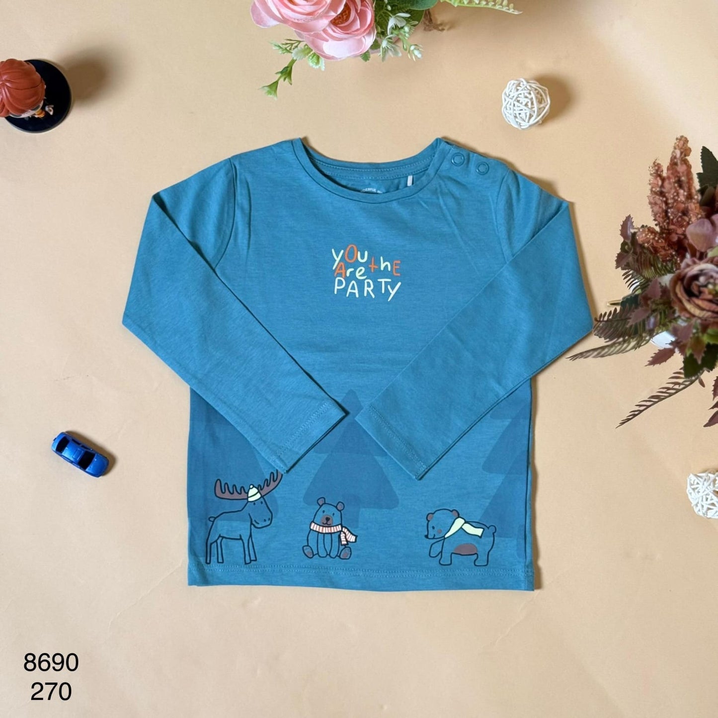 Teal Full Sleeve Kids T-Shirt