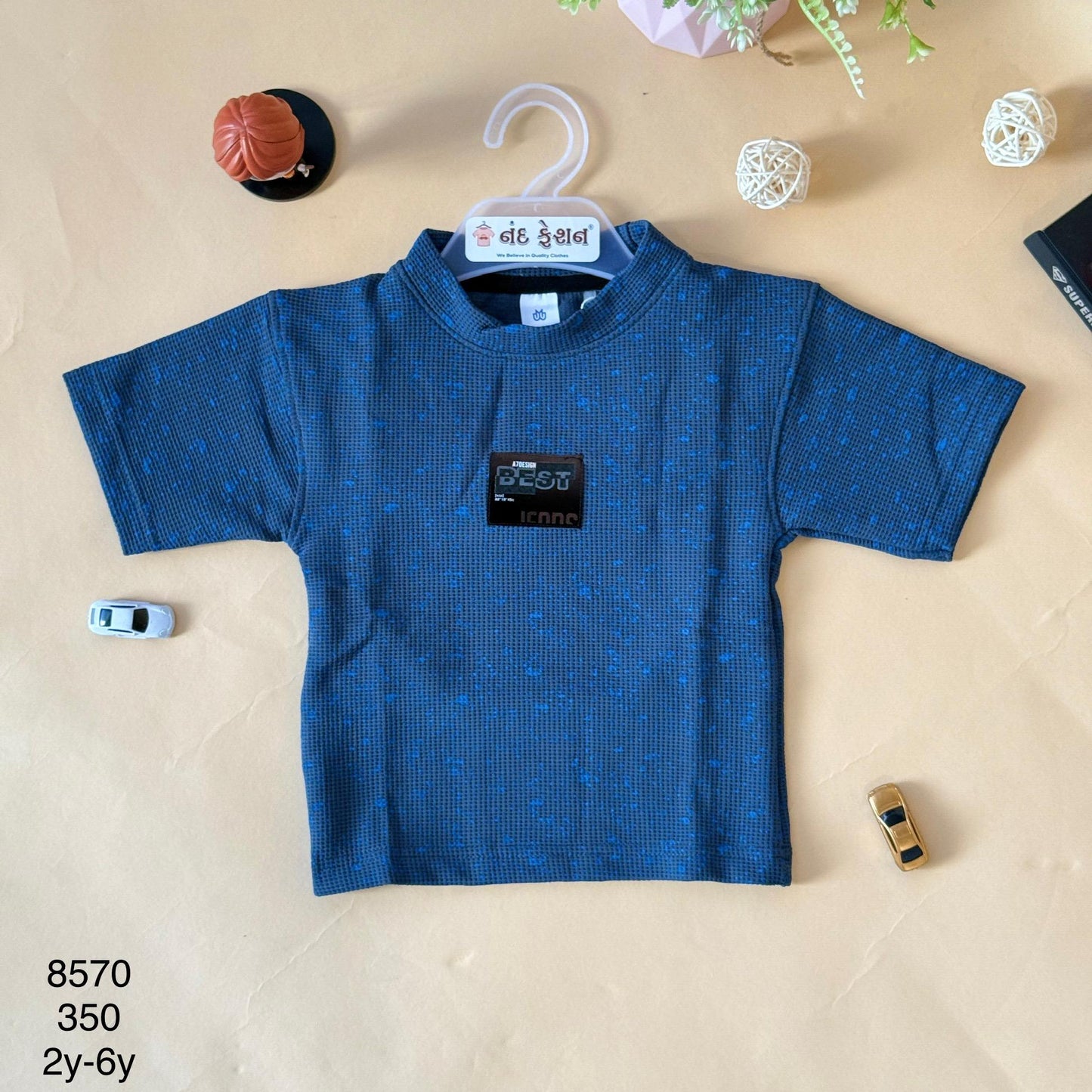 Drop Shoulder"Blue Iconic Texture"T-Shirt