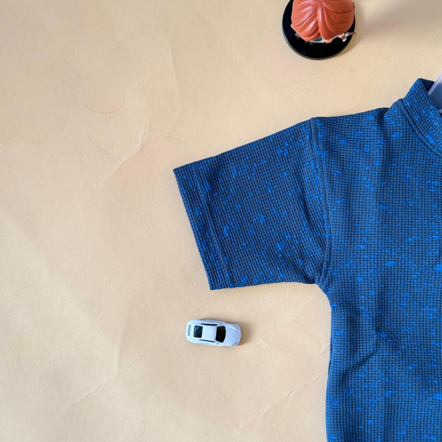 Drop Shoulder"Blue Iconic Texture"T-Shirt