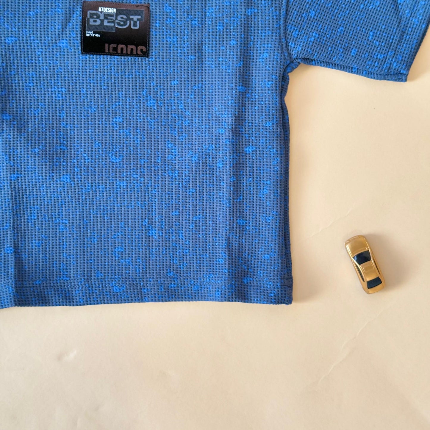 Drop Shoulder"Blue Iconic Texture"T-Shirt