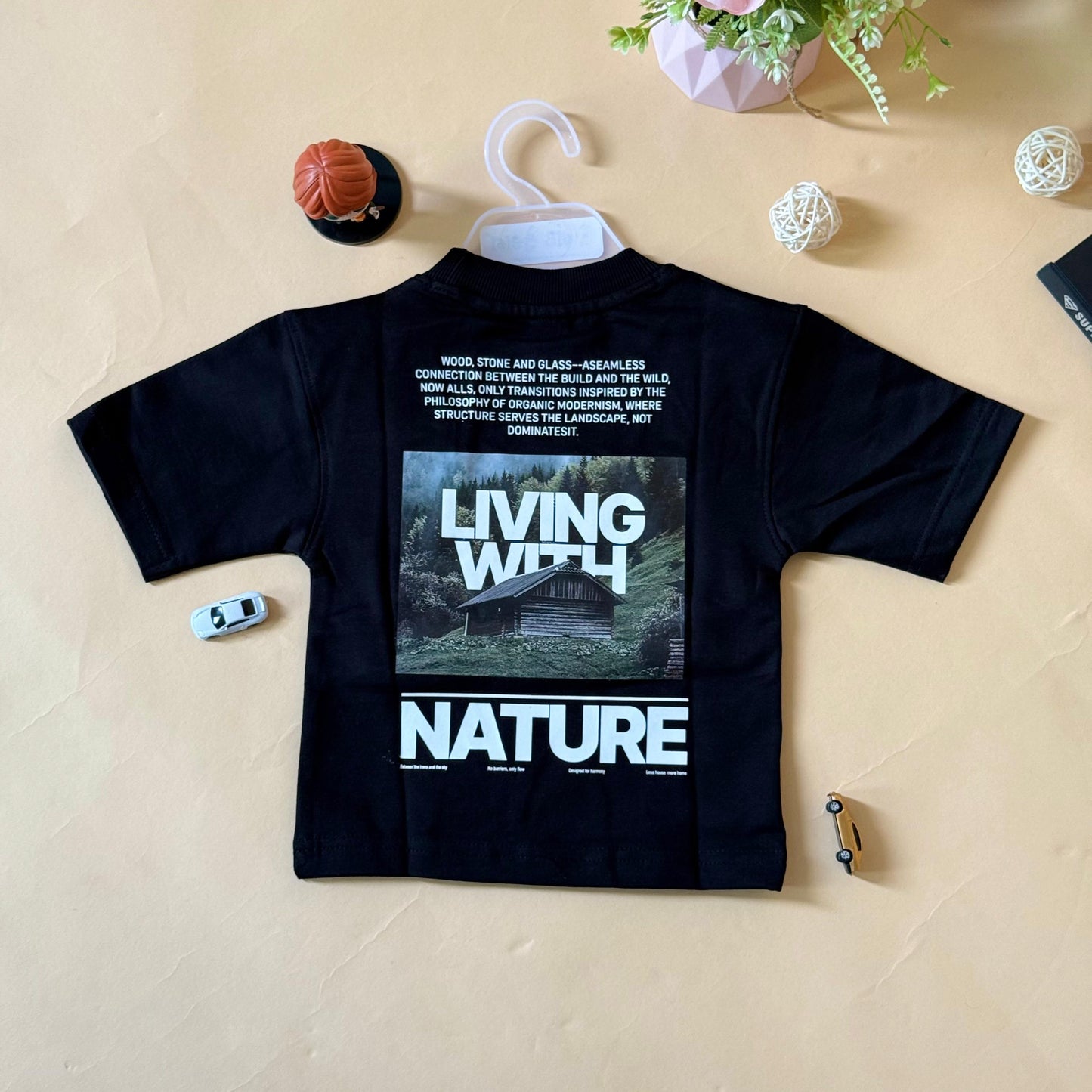 Drop Shoulder"Living with Nature"T-Shirt