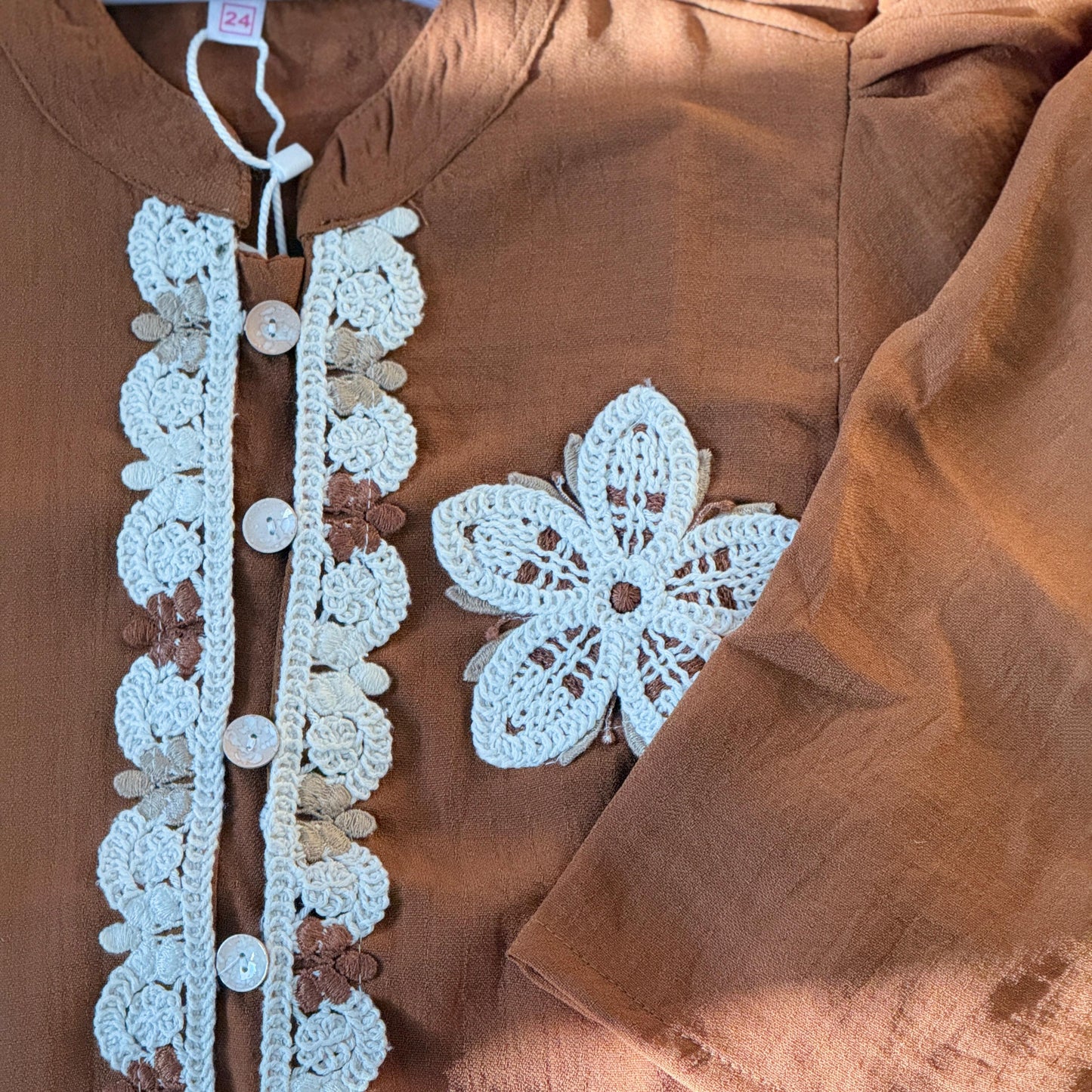 Elegant Brown Embroidered Kids Co-Ord Set