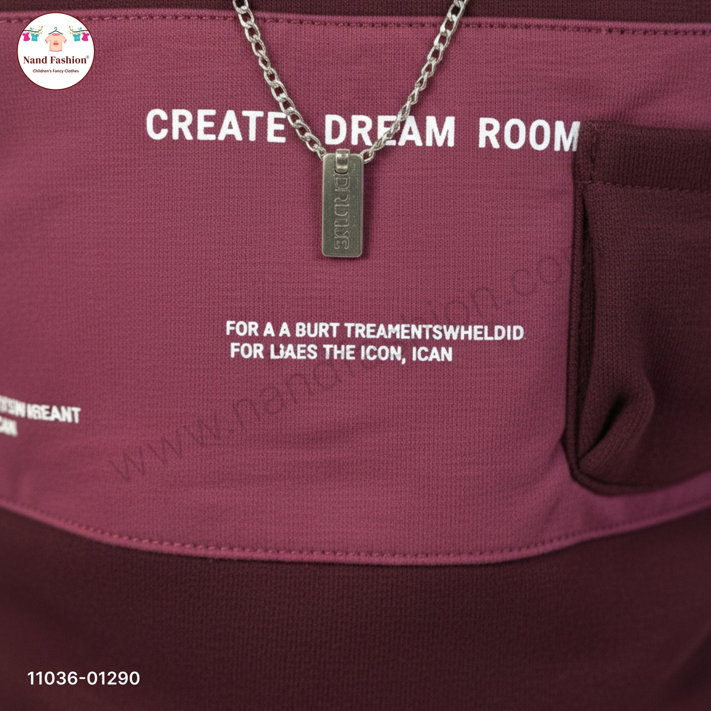 Boys Premium Winter Pair Set – Brown Stripe Collar Sweatshirt with Beige Pants Party Wear Set