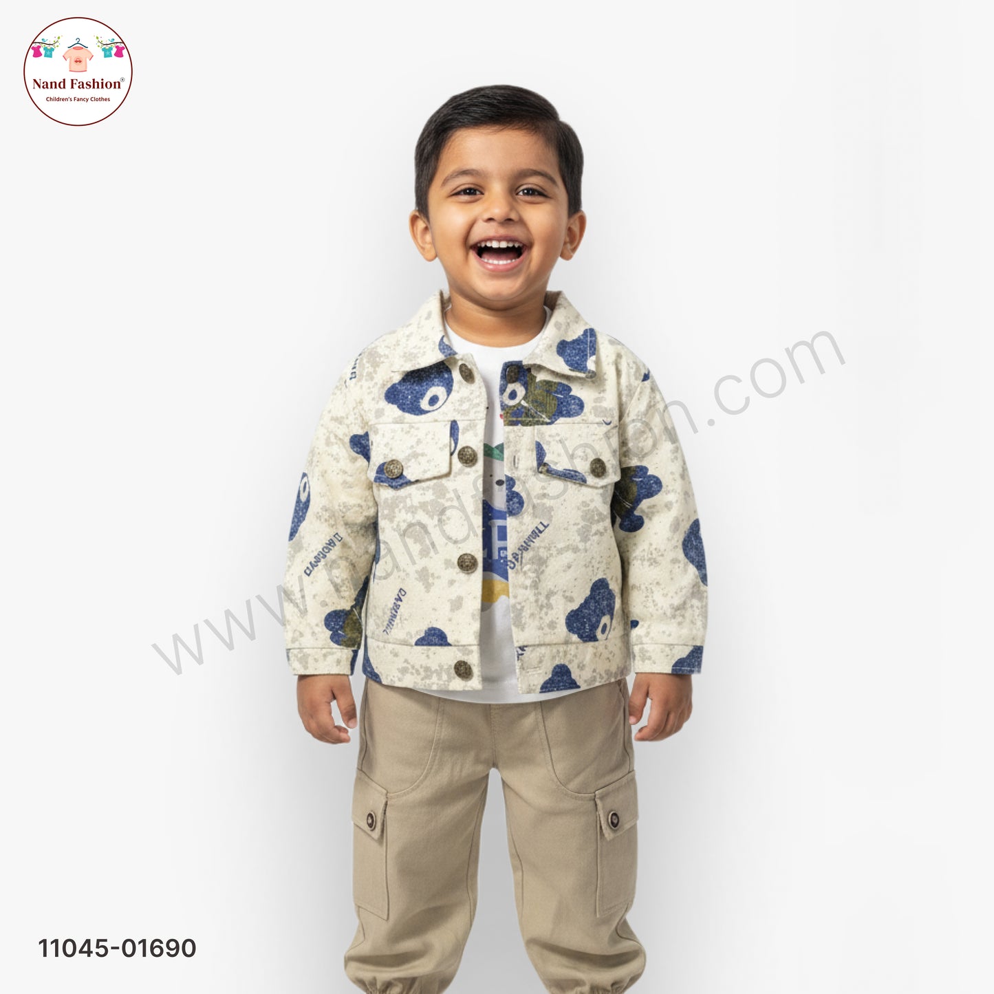 Boys Printed Shirt with T-Shirt & Cargo Pants Party Wear Set