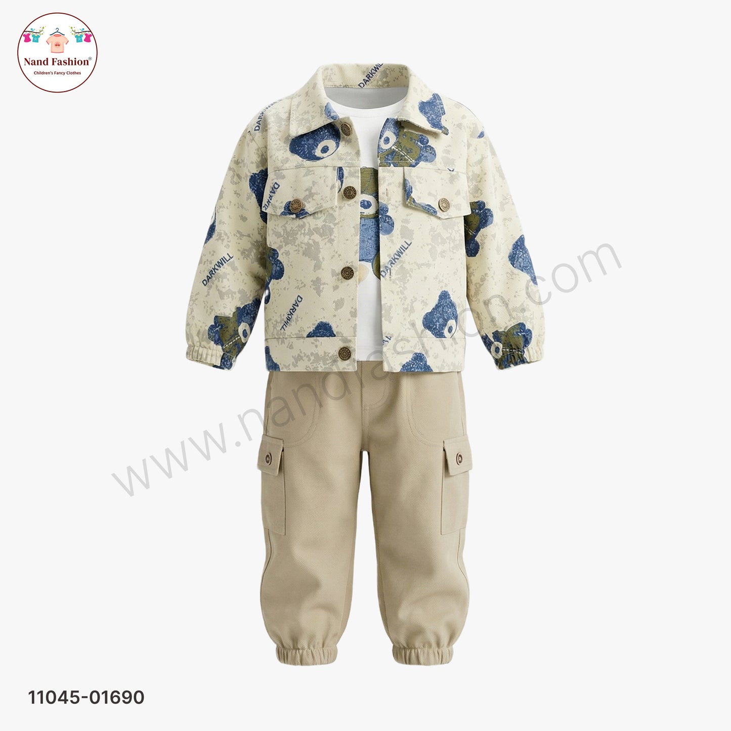 Boys Printed Shirt with T-Shirt & Cargo Pants Party Wear Set