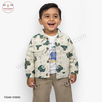 Boys Printed Shirt with T-Shirt & Cargo Pants Party Wear Set