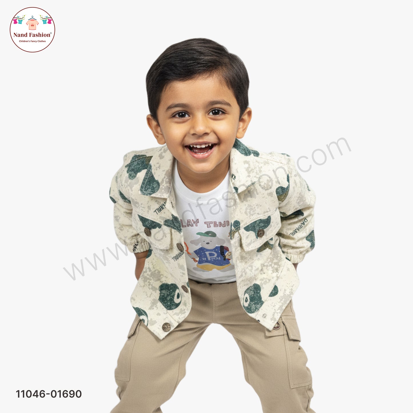 Boys Printed Shirt with T-Shirt & Cargo Pants Party Wear Set