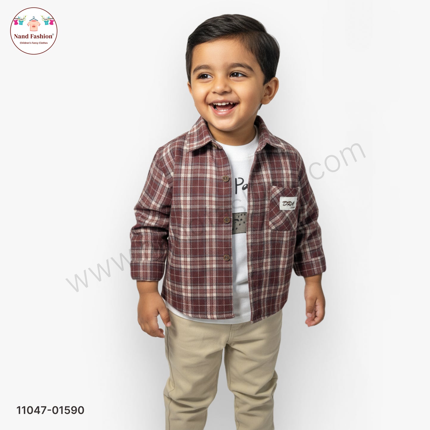 Boys Checked Shirt with Printed T-Shirt & Cotton Pants Party Wear Set