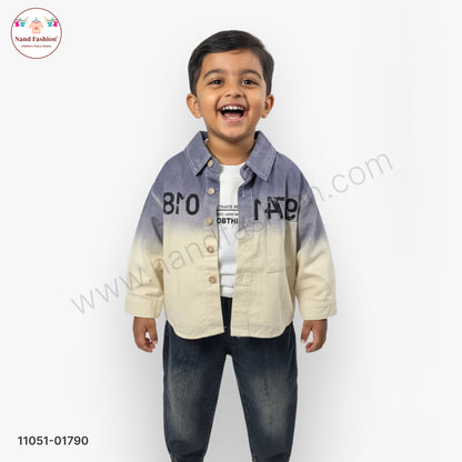 Boys Gradient Color Shirt with T-Shirt & Black Denim Jeans Party Wear Set