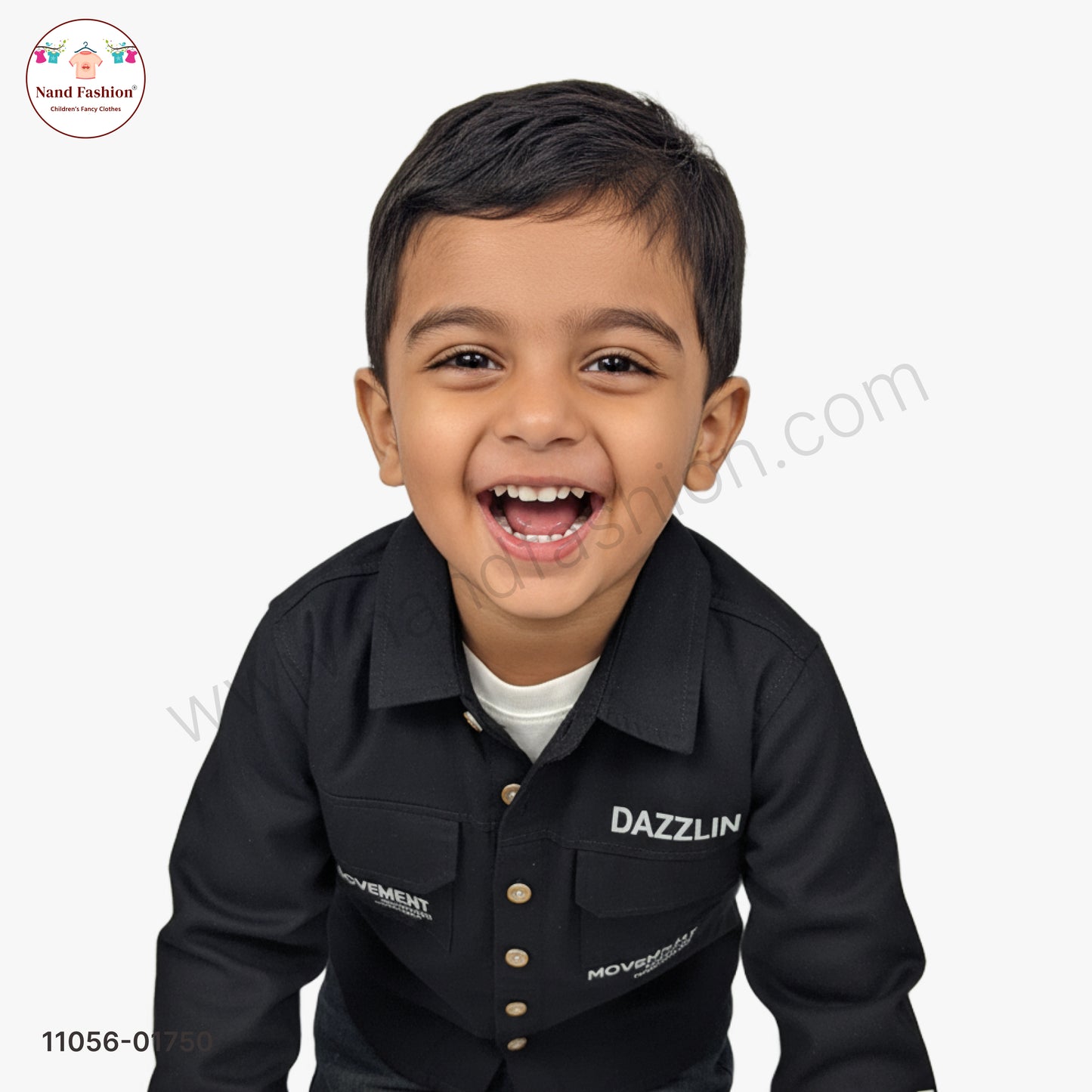 Boys Black Shirt Style Shirt with White T-Shirt & Denim Jeans Party Wear Set