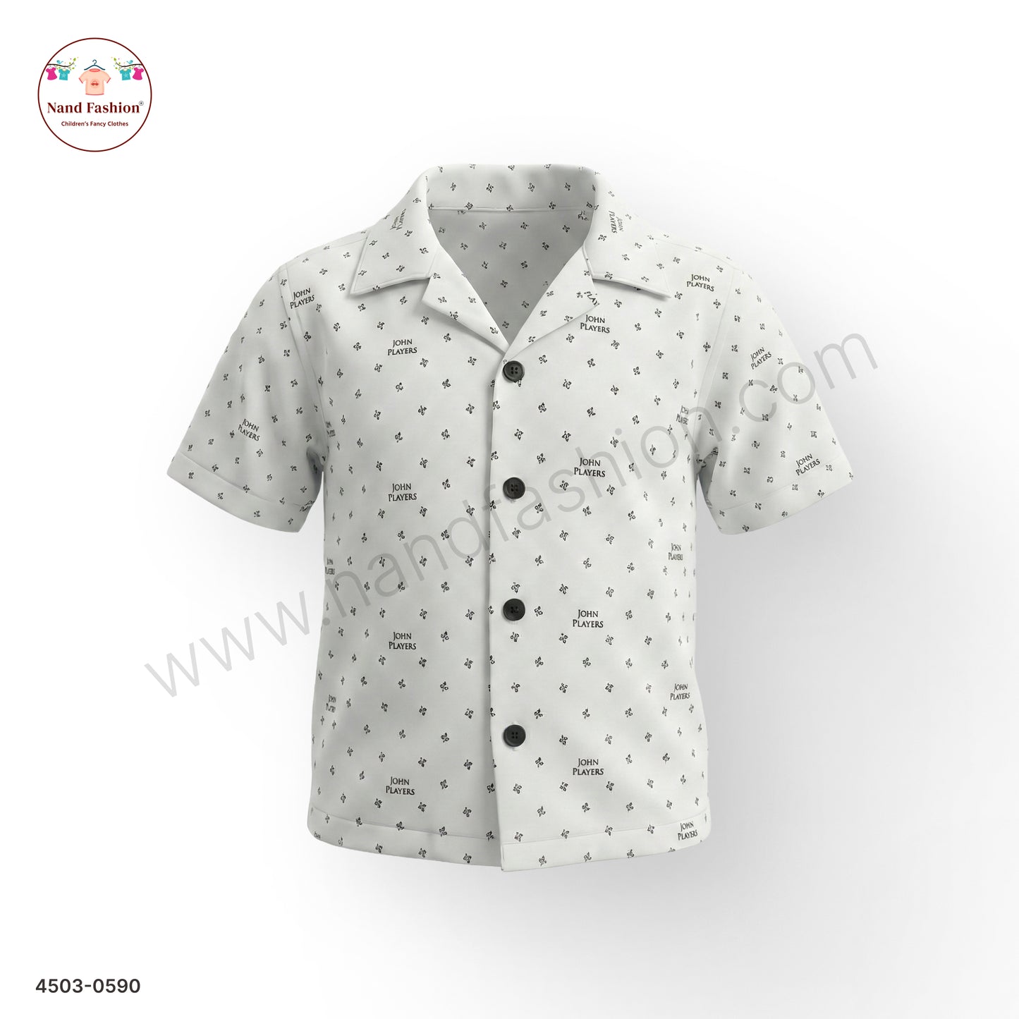 Boys Off-White All-Over Print Cotton Shirt – Half Sleeve Casual Wear