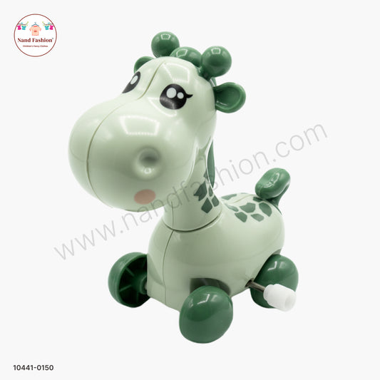Cute Green Giraffe Cartoon Wind-Up Toy Car for Kids