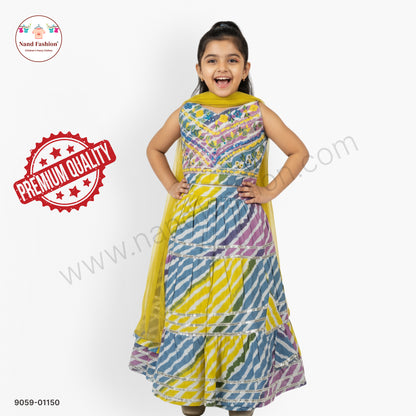 Multicolor Printed Chaniya Choli with Dupatta for Girls – Festive & Garba Wear