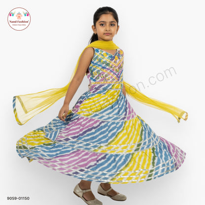Multicolor Printed Chaniya Choli with Dupatta for Girls – Festive & Garba Wear
