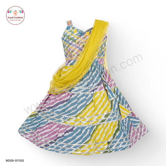 Multicolor Printed Chaniya Choli with Dupatta for Girls – Festive & Garba Wear