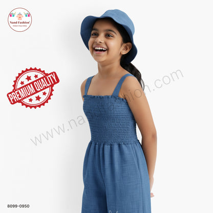 Stylish Denim Jumpsuit with Hat for Girls 💙