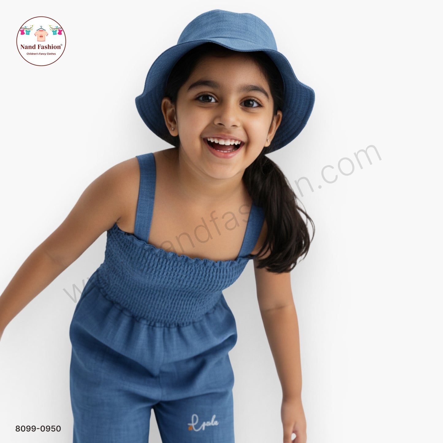 Stylish Denim Jumpsuit with Hat for Girls 💙