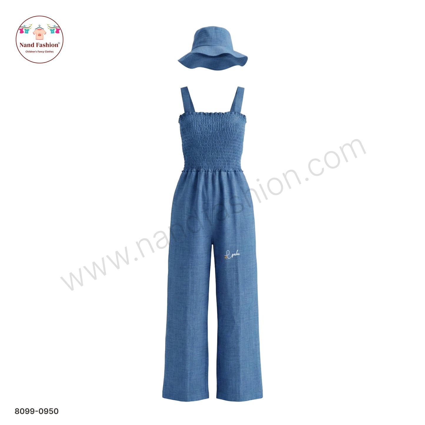 Stylish Denim Jumpsuit with Hat for Girls 💙