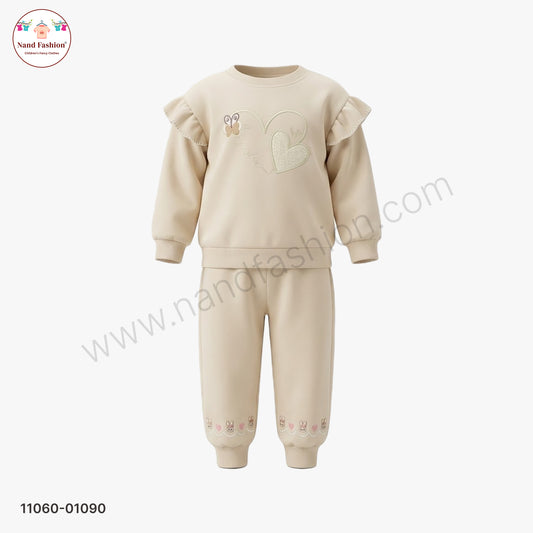Girls Fancy Winter Wear Set – Heart Design Sweatshirt & Jogger