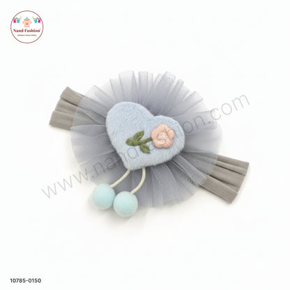 Soft Stretchable Sky Blue  Headband for Baby with Heart Applique