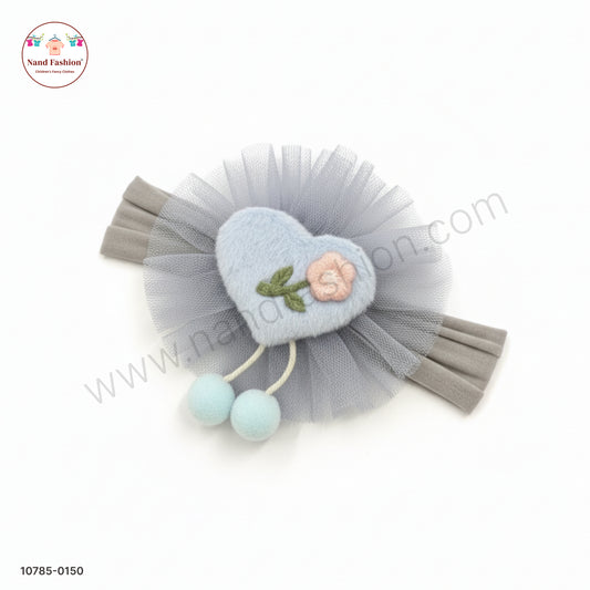 Soft Stretchable Sky Blue  Headband for Baby with Heart Applique
