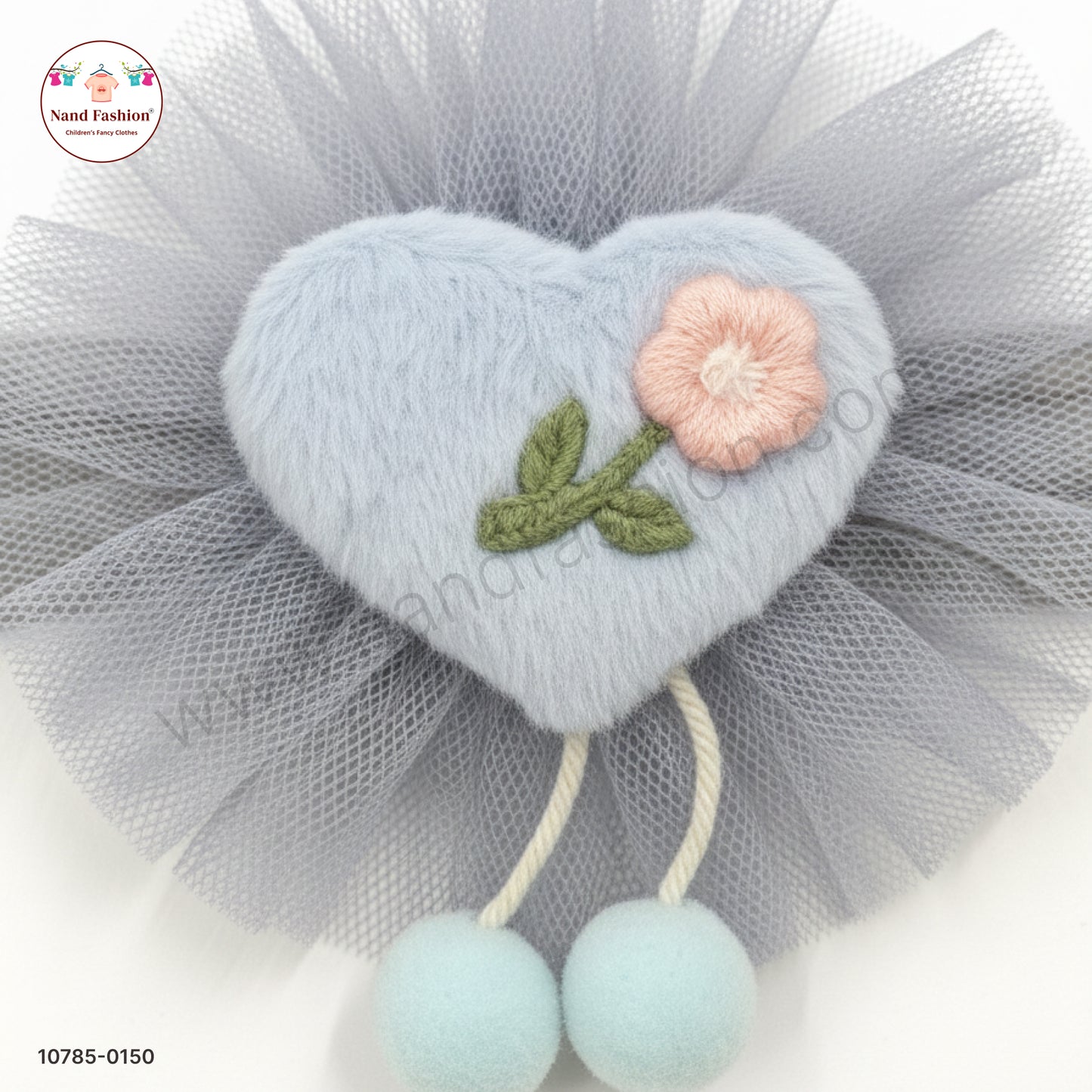 Soft Stretchable Sky Blue  Headband for Baby with Heart Applique