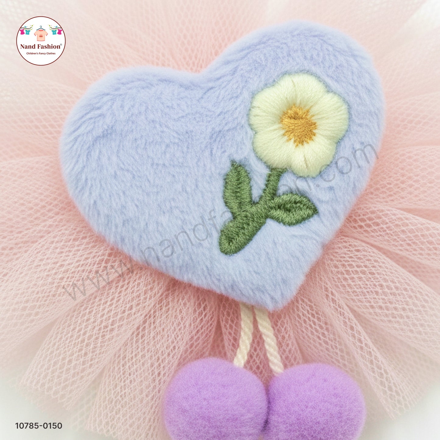 Soft Stretchable Light Pink+Sky blue  Headband for Baby with Heart Applique