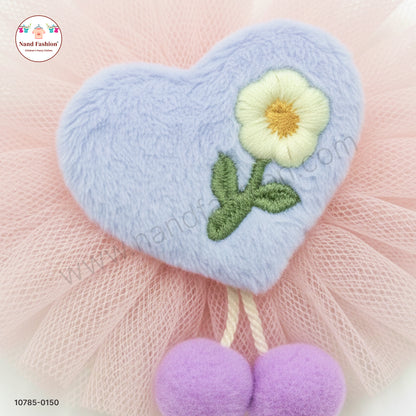 Soft Stretchable Light Pink+Sky blue  Headband for Baby with Heart Applique