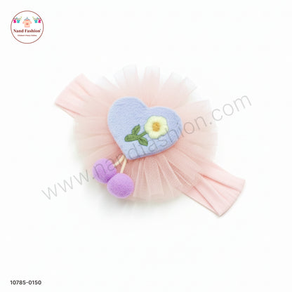 Soft Stretchable Light Pink+Sky blue  Headband for Baby with Heart Applique