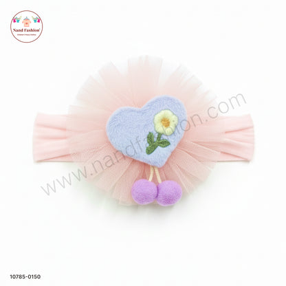 Soft Stretchable Light Pink+Sky blue  Headband for Baby with Heart Applique