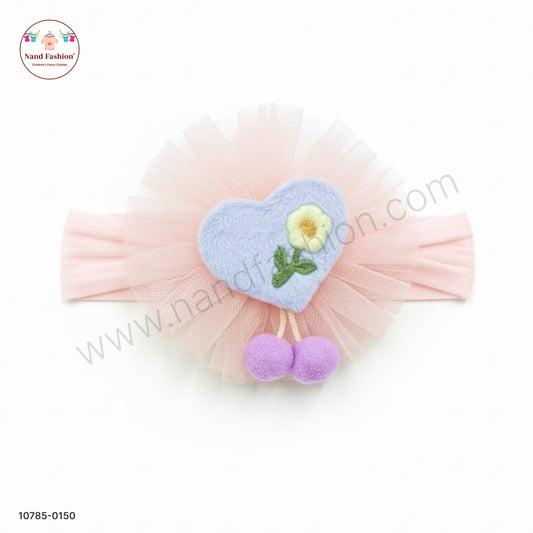 Soft Stretchable Light Pink+Sky blue  Headband for Baby with Heart Applique