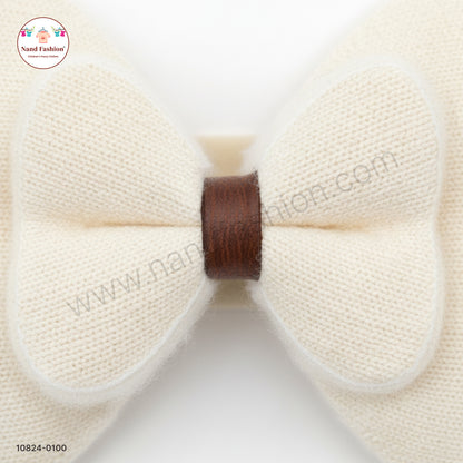 Baby Girl Cream Bow Nylon Headband – Soft & Stretchable