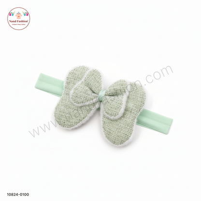 Baby Girl Pastel Green Bow Nylon Headband – Soft Stretch Hair Band