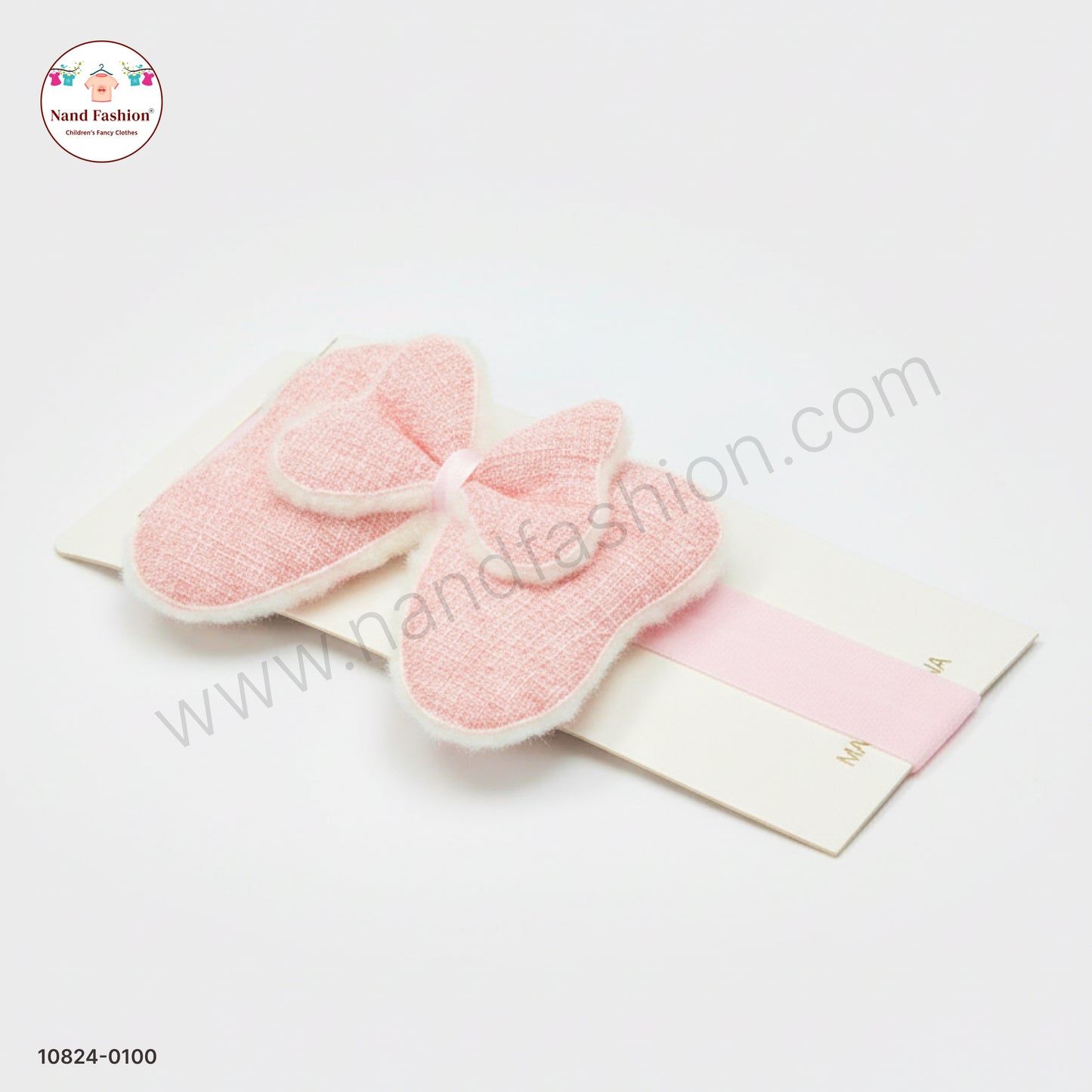 Baby Girl Soft Pink Bow Nylon Headband – Gentle & Stretchable