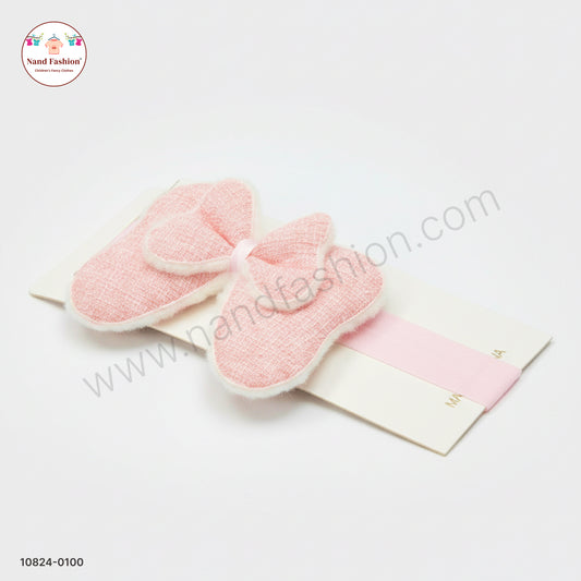 Baby Girl Soft Pink Bow Nylon Headband – Gentle & Stretchable