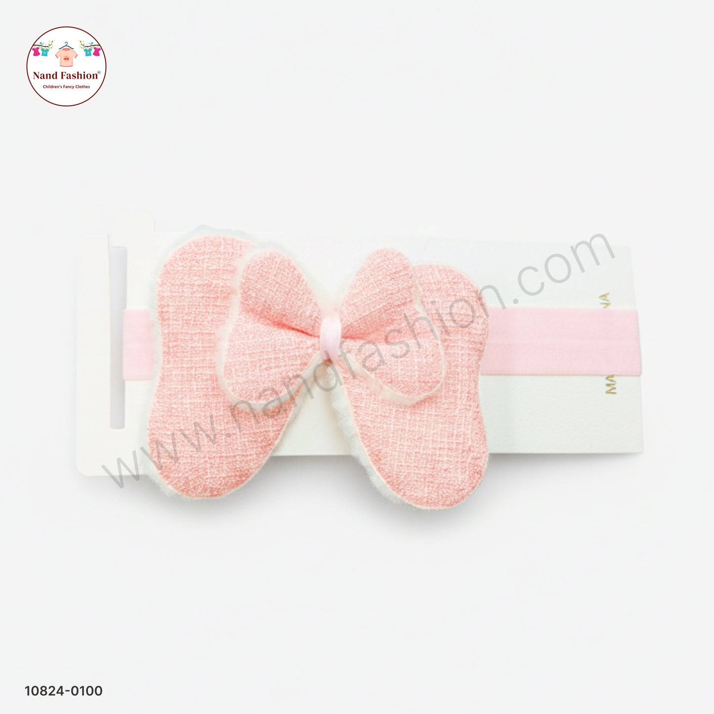 Baby Girl Soft Pink Bow Nylon Headband – Gentle & Stretchable