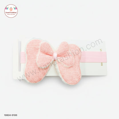 Baby Girl Soft Pink Bow Nylon Headband – Gentle & Stretchable