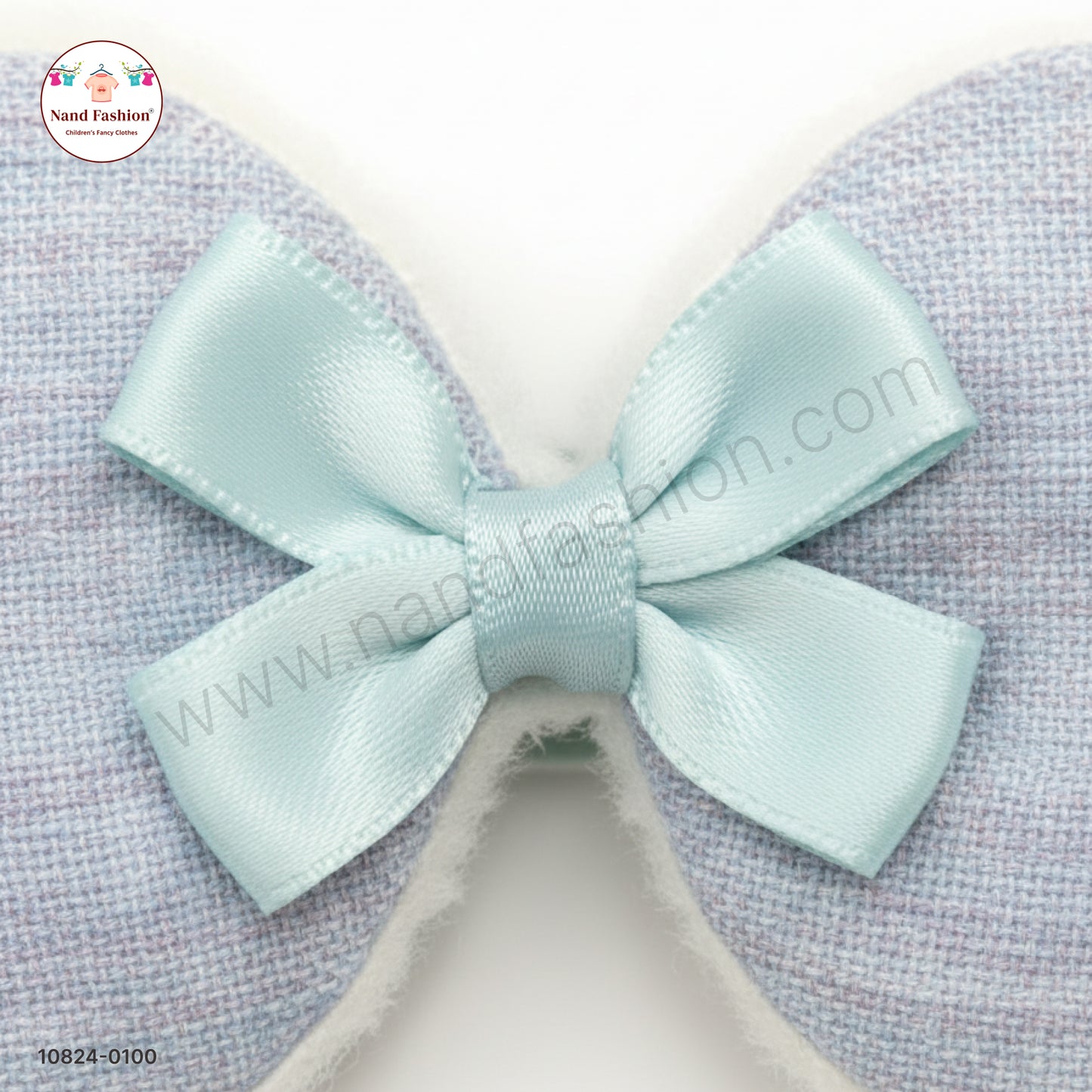 Baby Girl Pastel Blue Bow Nylon Headband – Soft Stretch Hair Band