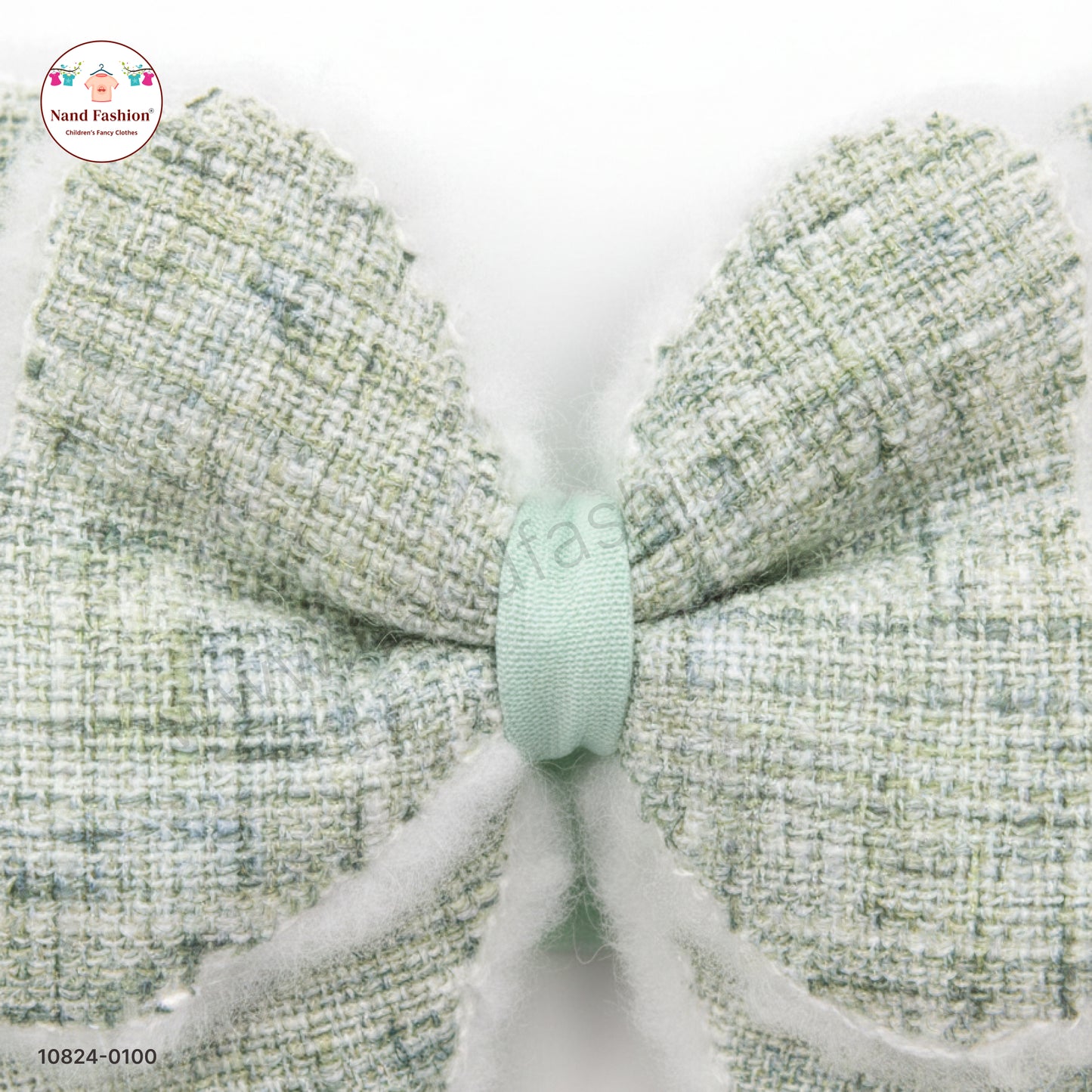 Baby Girl Pastel Green Bow Nylon Headband – Soft Stretch Hair Band