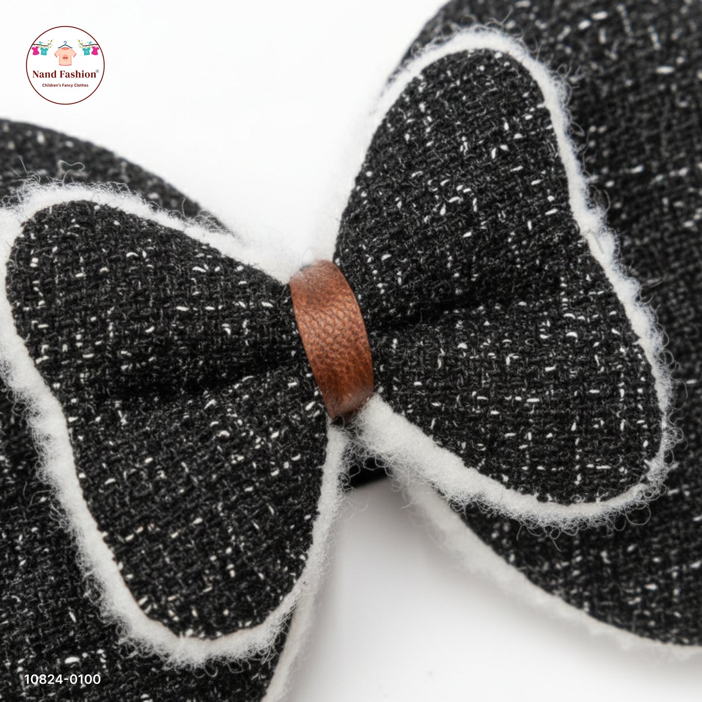 Baby Girl Black Bow Nylon Headband – Soft Stretch Hair Band