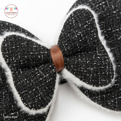 Baby Girl Black Bow Nylon Headband – Soft Stretch Hair Band
